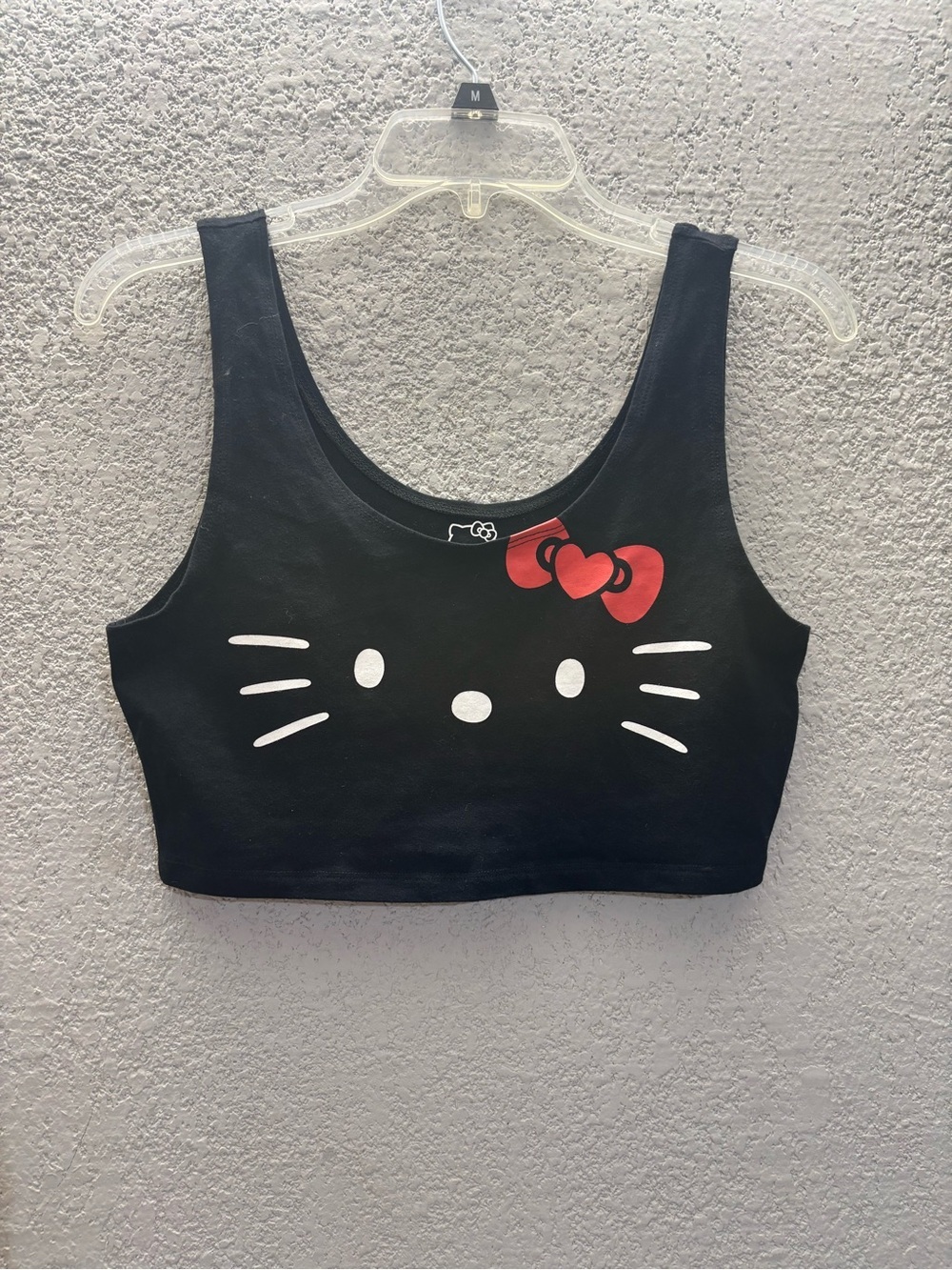 Hello Kitty Black Crop Top with Red Bow Graphic